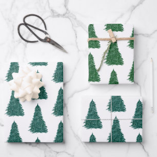 Tannenbaum-Weihnachten Immergrün-Festtagsmuster Geschenkpapier Set