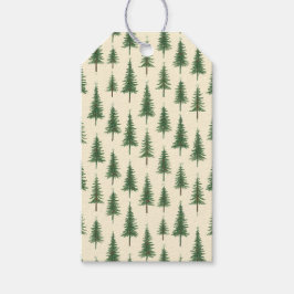 Tannenbäume Beige Wasserfarbe Weihnachten Feiertag Geschenkanhänger