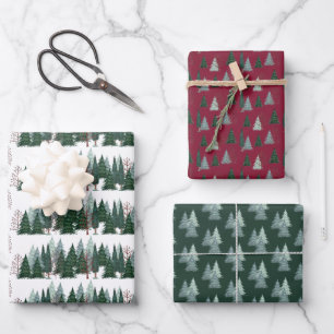 Tannenbäume Weihnachts-Verpackungspapier Geschenkpapier Set
