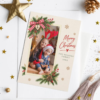 Tannenbaumzweige Rahmen Weihnachtsfeiertag Feiertagskarte