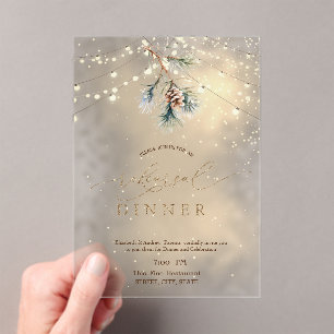 Tannenenzapfen-Lichterketten Winter-Probedinner Acryleinladungen