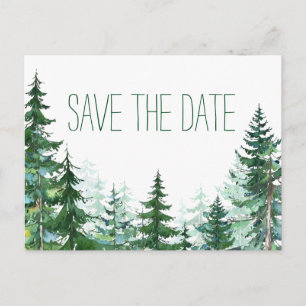 Tannenhochzeit - Save-the-Date Ankündigungspostkarte
