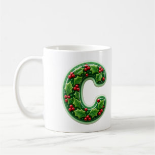 Tannenkränzchen-Weihnachtsmonogramm Buchstabe C Kaffeetasse