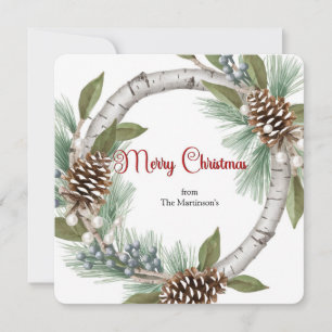 Tannenkrone mit Kiefernzapfen Weihnachtskarte Feiertagskarte