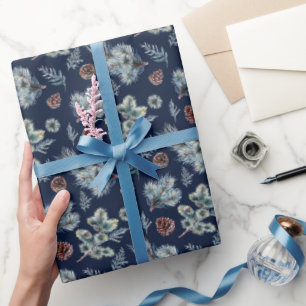 Tannenpelz-Wasserfarben-Weihnachtsgeschenk Geschenkpapier