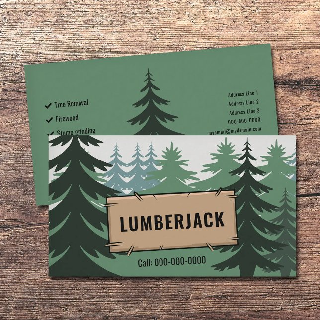Tannenwald - Holzfällerdienste Visitenkarte (Fir Forest - Lumberjack Services Business Card)