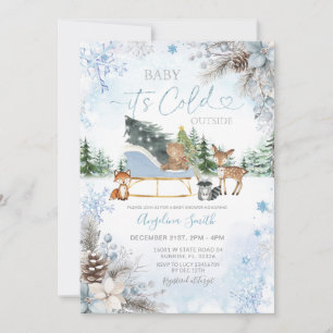 Tannenzapfen Blaue Schneeflocke LKW Baby Shower Einladung