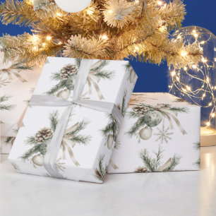 Tannenzapfen Grün Creme Weihnachtsdekoration Geschenkpapier
