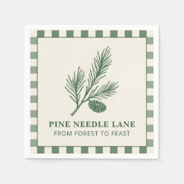 Tannenzapfen- und Gingham-Weihnachten Serviette