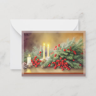 Tannenzapfen und Kerzen Budget Mini Weihnachten Mitteilungskarte