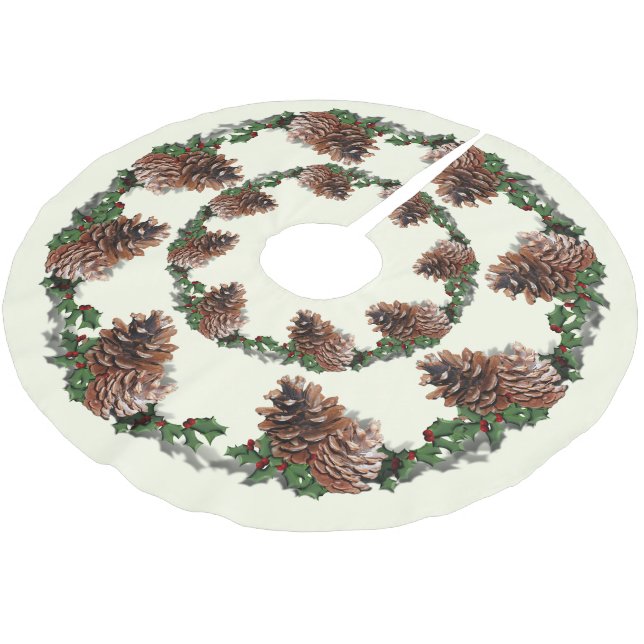 Tannenzapfen Weihnachten  Polyester Weihnachtsbaumdecke (Schrägansicht)