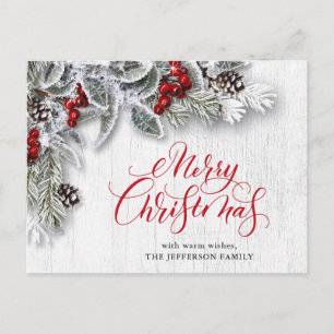 Tannenzapfen Weihnachtsfeiertage Geschäftliche Grü Postkarte