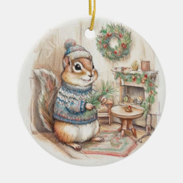 Tannenzapfhörnchen-Weihnachts-Wildlife-Ornament Keramik Ornament