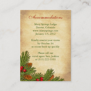 Tannenzweig-Feiertags-Winter-Hochzeit-Einlegekarte Begleitkarte