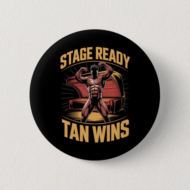 Tanning Bed Bühne Ready Bodybuilder Fitness Männer Button (Vorderseite)