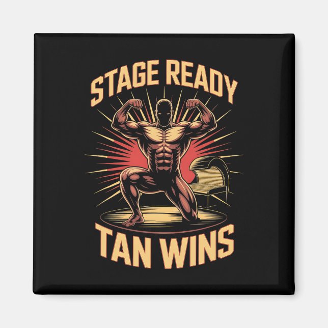 Tanning Bed Bühne Ready Bodybuilder Fitness Männer Magnet (Vorne)