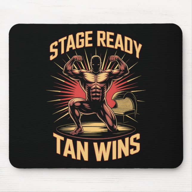 Tanning Bed Bühne Ready Bodybuilder Fitness Männer Mousepad (Vorne)