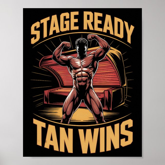 Tanning Bed Bühne Ready Bodybuilder Fitness Männer Poster (Vorne)