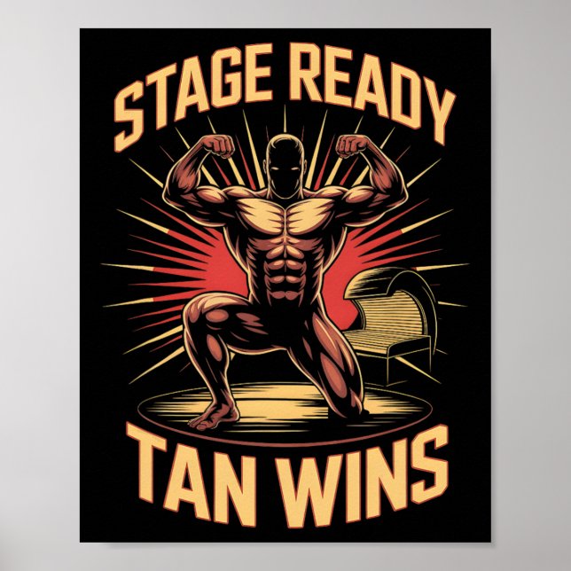 Tanning Bed Bühne Ready Bodybuilder Fitness Männer Poster (Vorne)