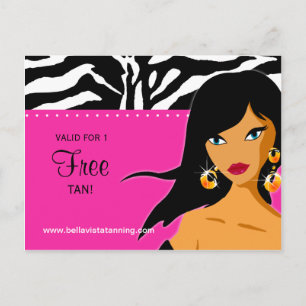 Tanning Salon Einladung ethnische Frau Pink Zebra Postkarte