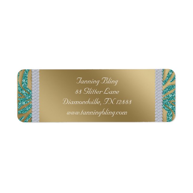 Tanning Salon Glitzer Zebra Aquamarin Gold (Vorne)