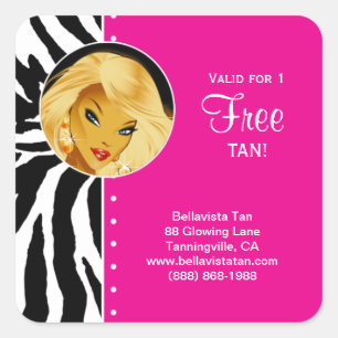Tanning Salon Sticker Pink Zebra Blonde Frau
