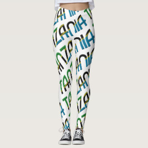 Tansania Africa Flag Typografy Pattern Leggings