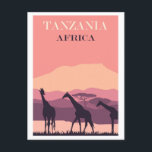 Tansania Africa Pink Vintag Giraffe Travel Postkarte<br><div class="desc">Jeder würde Liebe haben,  diese Vintage rosa Reise-Postkarte mit einer Retro-Giraffe-Abbildung in Tansania,  Afrika,  zu erhalten!</div>
