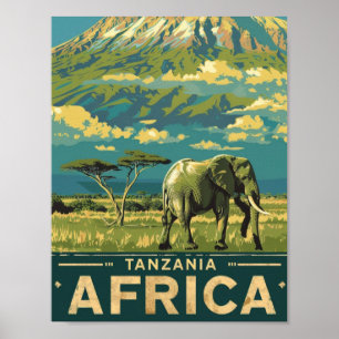 Tansania Africa Vintag Berühmter Travel Place Poster
