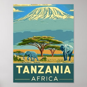 Tansania Africa Vintag Berühmter Travel Place Poster