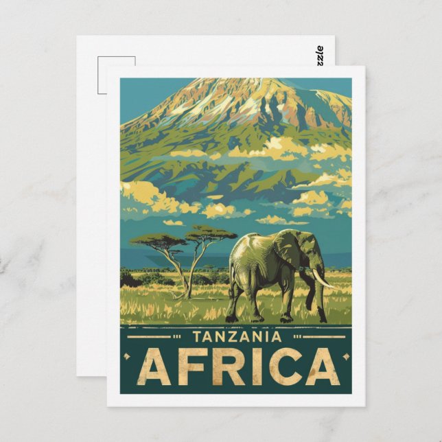 Tansania Africa Vintag Berühmter Travel Place Postkarte (Vorne/Hinten)