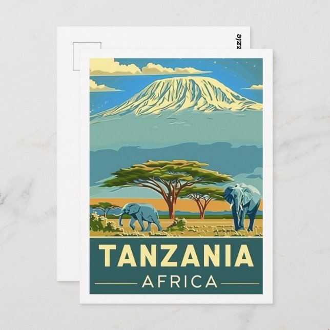 Tansania Africa Vintag Berühmter Travel Place Postkarte (Vorne/Hinten)