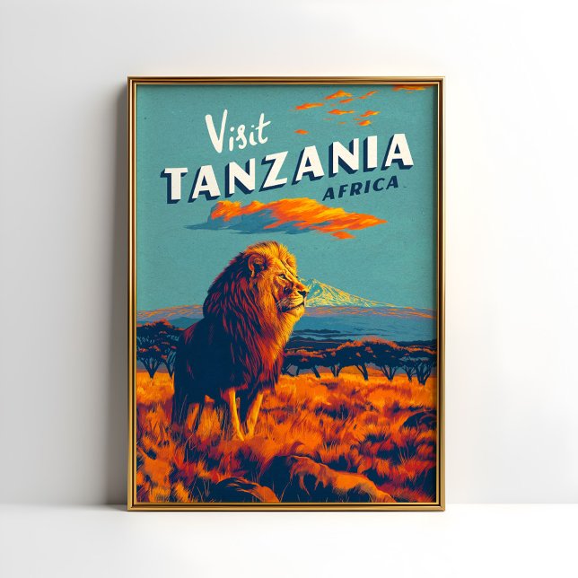 Tansania Africa Vintage Travel Print Poster Lion (Von Creator hochgeladen)