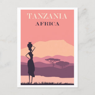 Tansania Afrika Rosa Vintage Afrikanische Frau Rei Postkarte