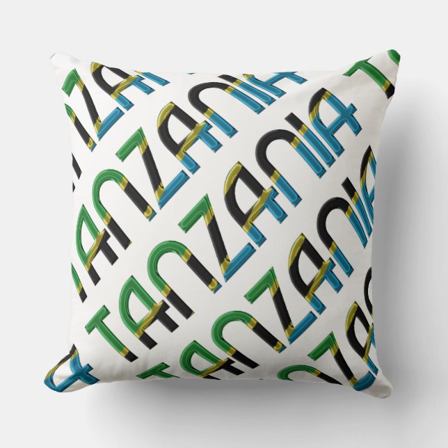 Tansania Flag Farben Typografie Afrikanische Souve Kissen (Vorderseite)