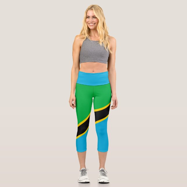 Tansania-Flagge Capri Leggings (Vorderseite)