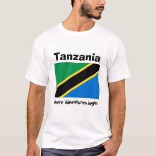 Tansania-Flagge + Karte + Text-T - Shirt