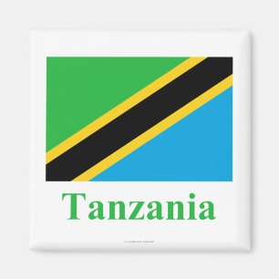 Tansania-Flagge mit Namen Magnet
