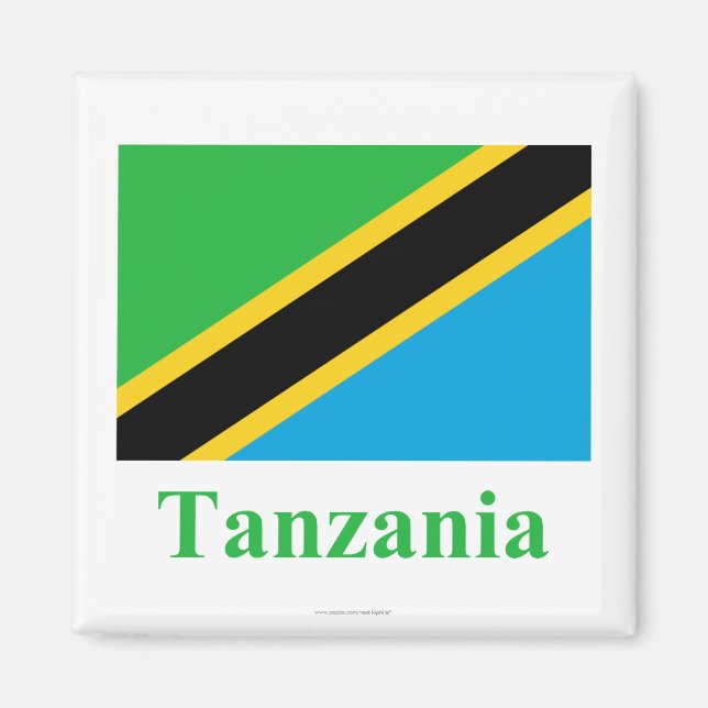 Tansania-Flagge mit Namen Magnet (Vorne)