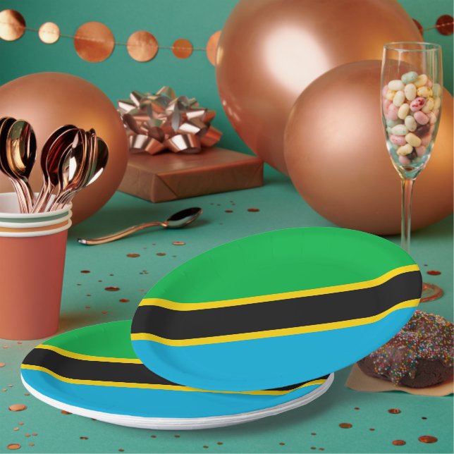 Tansania-Flagge Pappteller (Multi)