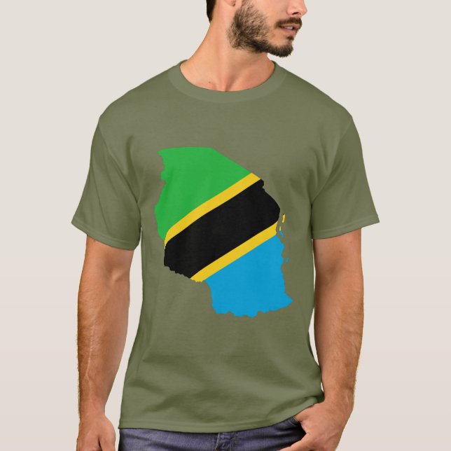 Tansania-Flaggen-Karte T-Shirt (Vorderseite)