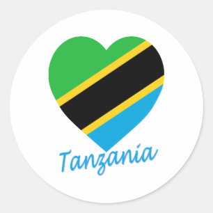 Tansania Flaggenherz Runder Aufkleber
