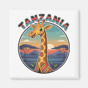 Tansania-Giraffe nationales Tier-Symbol Cartoon cu Magnet