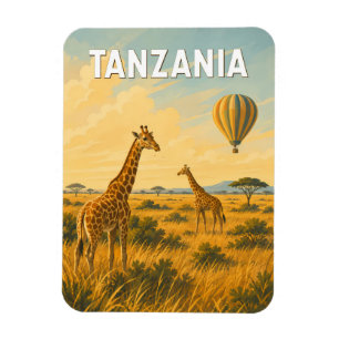 Tansania Heißluftballon-Illustration Reise Kunst Magnet