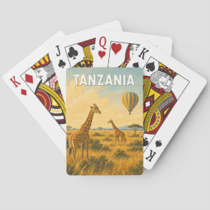 Tansania Heißluftballon-Illustration Reise Kunst Spielkarten