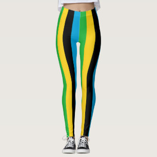 Tansania National Flag Colors Vertikal gestreift Leggings
