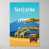 Tansania Safari Reiseplakat Afrika
