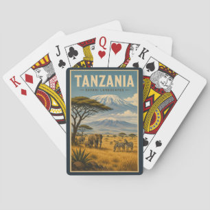 Tansania Safari-Zebra-Illustration Reise Kunst Spielkarten