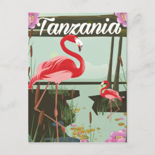 Tansania - See Natron - Flamingo Reiseplakat Postkarte