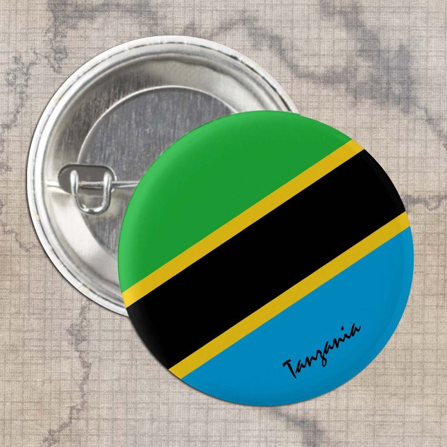 Tansania-Taste, patriotische tansanische Flaggenmo Button (Von Creator hochgeladen)